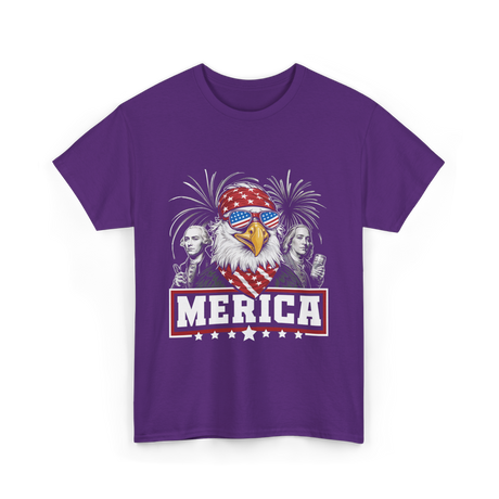 Merica Patriotic America Eagle T-Shirt - Purple