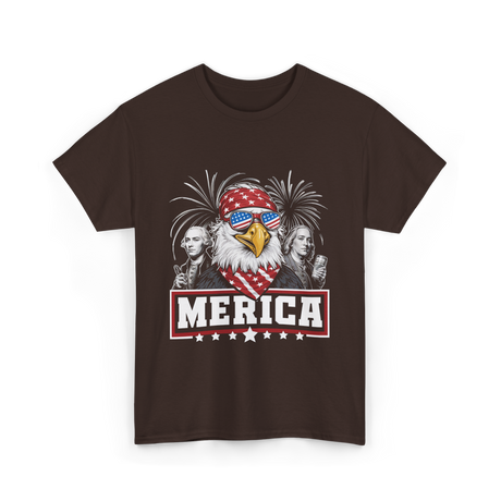 Merica Patriotic America Eagle T-Shirt - Dark Chocolate