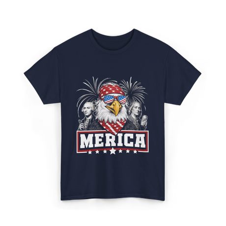 Merica Patriotic America Eagle T-Shirt - Navy