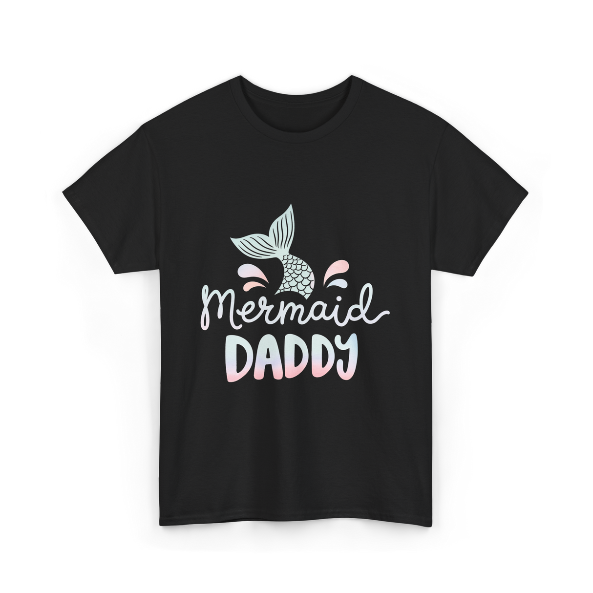 Mermaid Daddy Merman Dad T-Shirt - Black