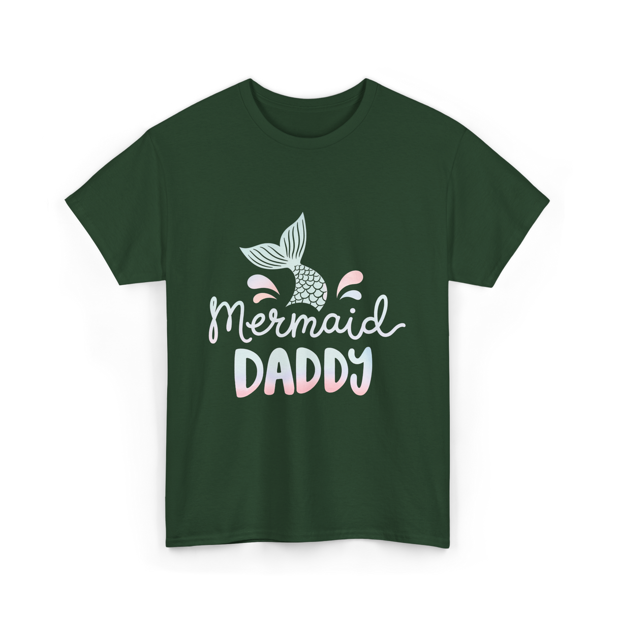 Mermaid Daddy Merman Dad T-Shirt - Forest Green