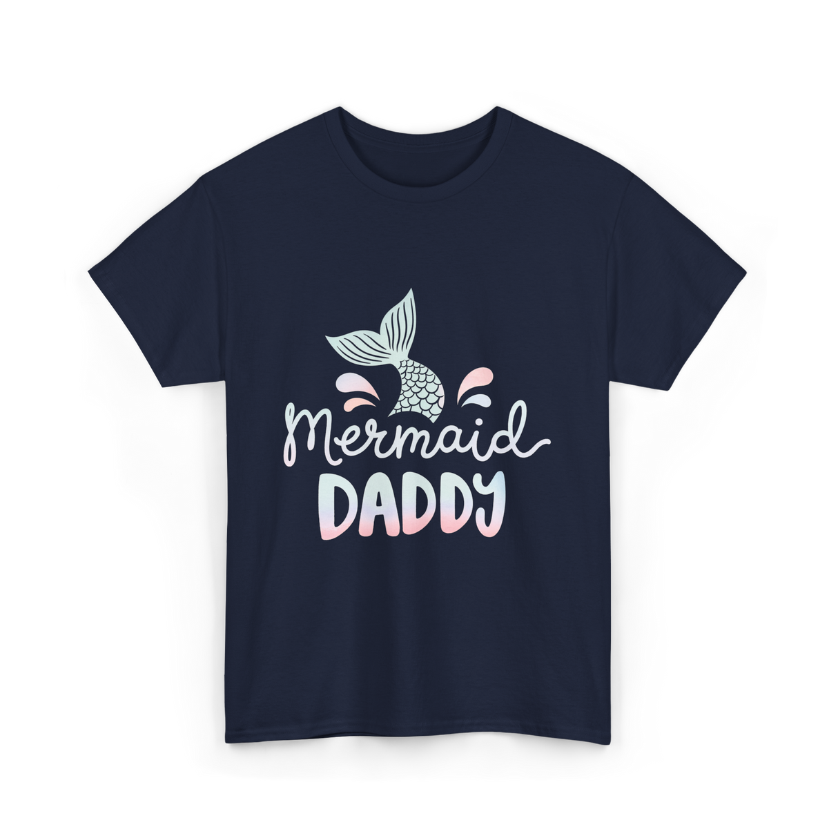 Mermaid Daddy Merman Dad T-Shirt - Navy