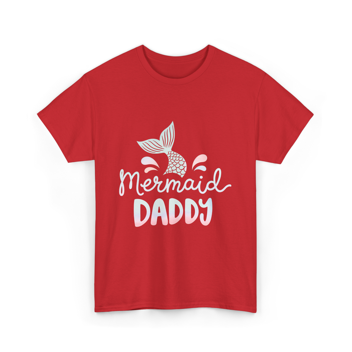 Mermaid Daddy Merman Dad T-Shirt - Red