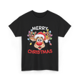 Merry Christmas Reindeer Holiday T-Shirt - Black