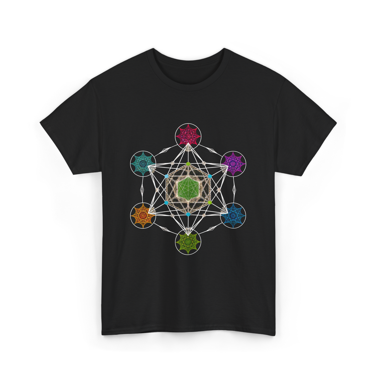 Metatron's Cube Sacred Geometry Spiritual T-Shirt - Black