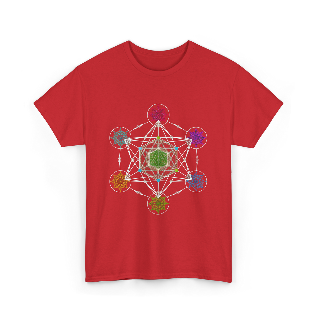 Metatron's Cube Sacred Geometry Spiritual T-Shirt - Red