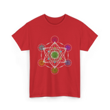 Metatron's Cube Sacred Geometry Spiritual T-Shirt - Red