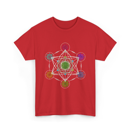 Metatron's Cube Sacred Geometry Spiritual T-Shirt - Red