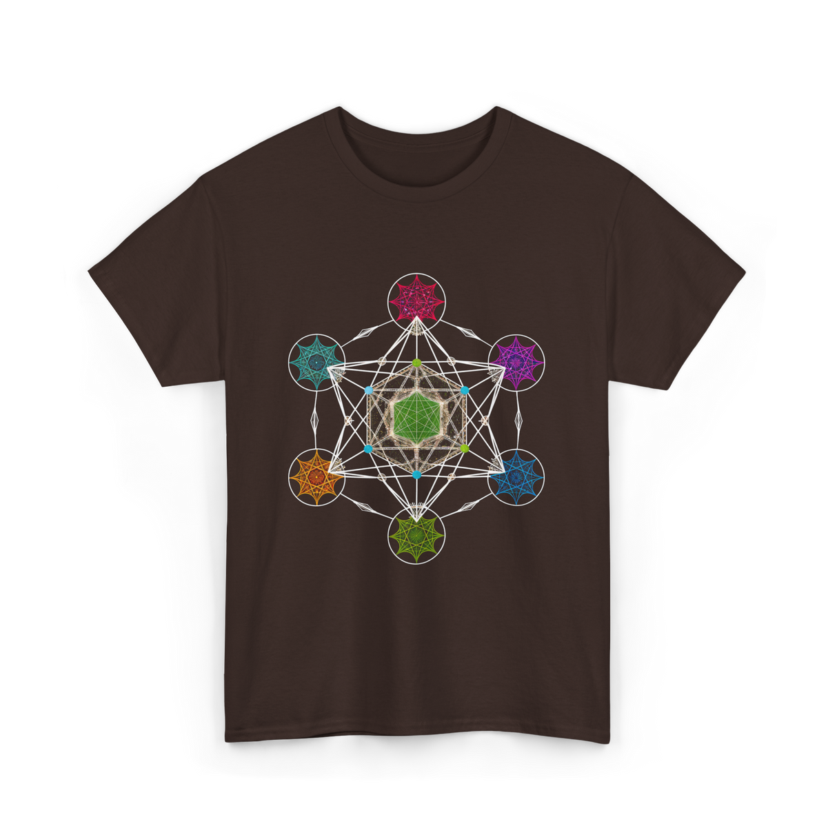 Metatron's Cube Sacred Geometry Spiritual T-Shirt - Dark Chocolate