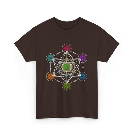 Metatron's Cube Sacred Geometry Spiritual T-Shirt - Dark Chocolate