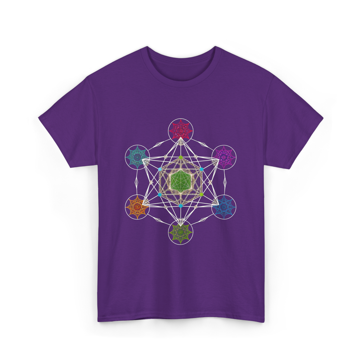 Metatron's Cube Sacred Geometry Spiritual T-Shirt - Purple