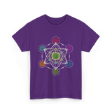 Metatron's Cube Sacred Geometry Spiritual T-Shirt - Purple