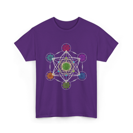 Metatron's Cube Sacred Geometry Spiritual T-Shirt - Purple