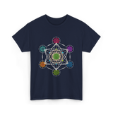 Metatron's Cube Sacred Geometry Spiritual T-Shirt - Navy