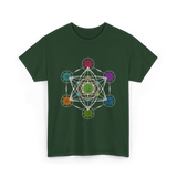 Metatron's Cube Sacred Geometry Spiritual T-Shirt - Forest Green