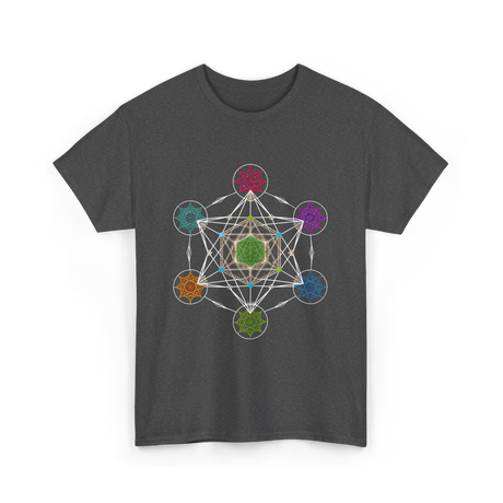 Metatron's Cube Sacred Geometry Spiritual T-Shirt - Dark Heather