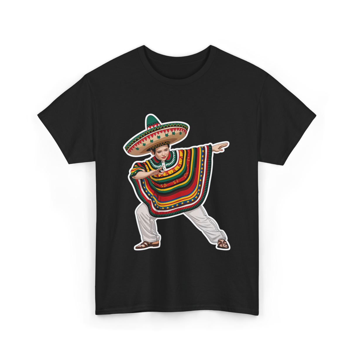 Mexican Boy Dabbing Poncho T-Shirt - Black