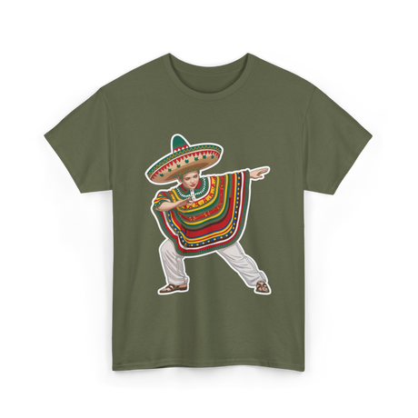 Mexican Boy Dabbing Poncho T-Shirt - Military Green