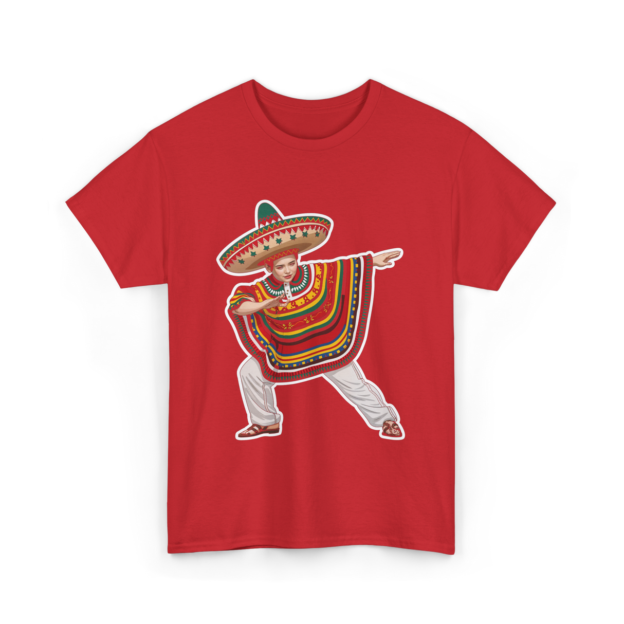 Mexican Boy Dabbing Poncho T-Shirt - Red