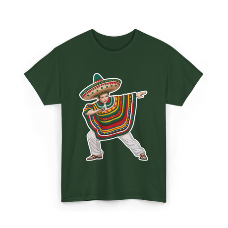 Mexican Boy Dabbing Poncho T-Shirt - Forest Green