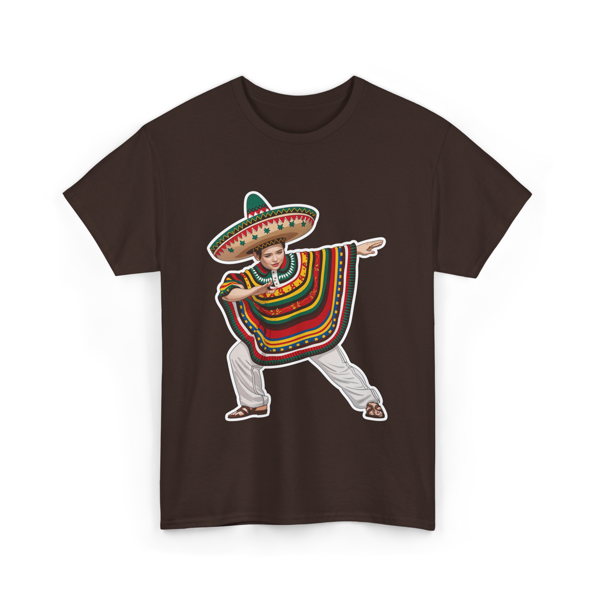 Mexican Boy Dabbing Poncho T-Shirt - Dark Chocolate