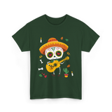 Mexican Boy Skeleton Musician T-Shirt - Forest Green