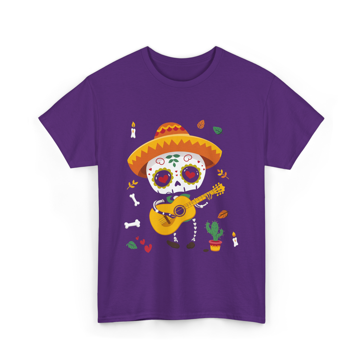 Mexican Boy Skeleton Musician T-Shirt - Purple