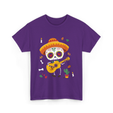 Mexican Boy Skeleton Musician T-Shirt - Purple