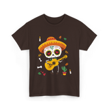 Mexican Boy Skeleton Musician T-Shirt - Dark Chocolate