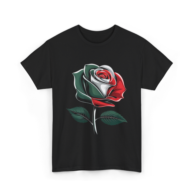 Mexican Rose Design Mexico Flower T-Shirt - Black