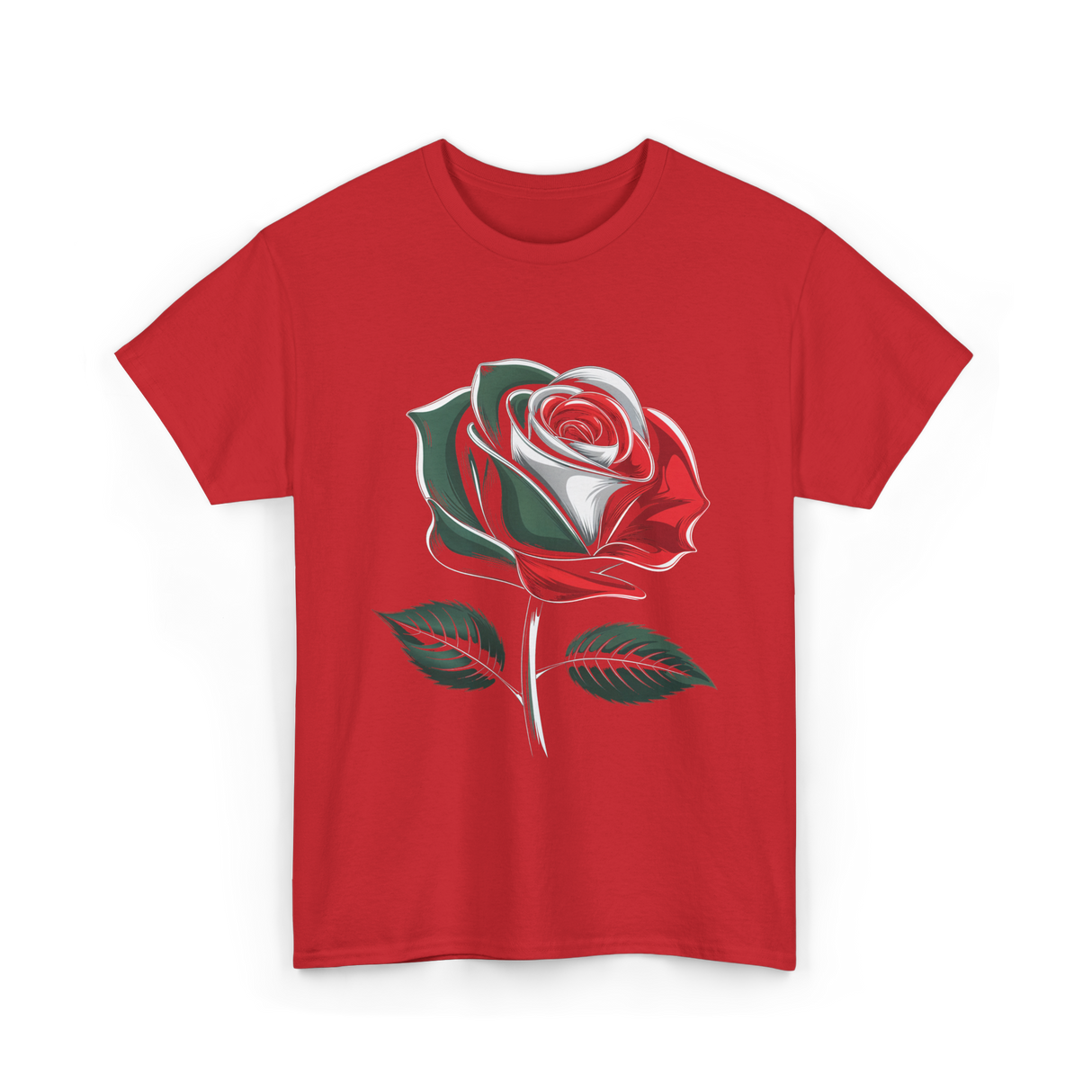 Mexican Rose Design Mexico Flower T-Shirt - Red