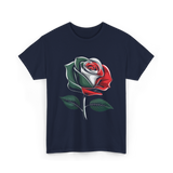 Mexican Rose Design Mexico Flower T-Shirt - Navy