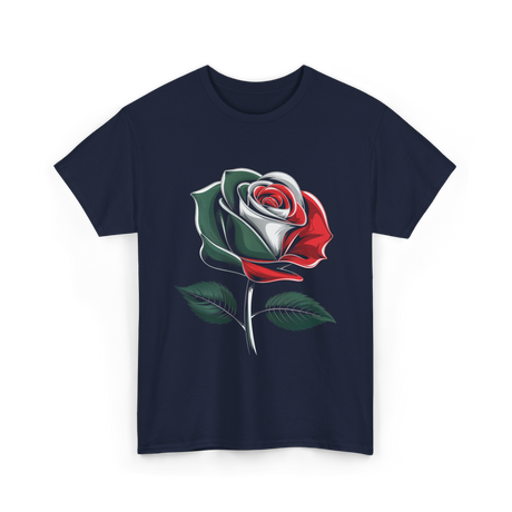 Mexican Rose Design Mexico Flower T-Shirt - Navy