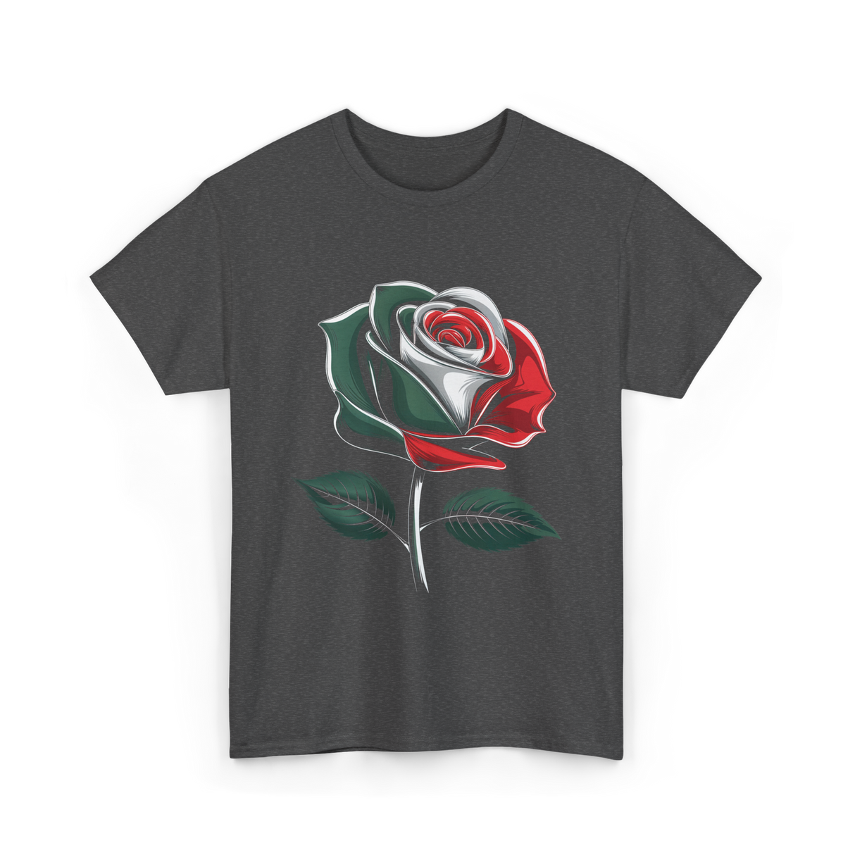 Mexican Rose Design Mexico Flower T-Shirt - Dark Heather