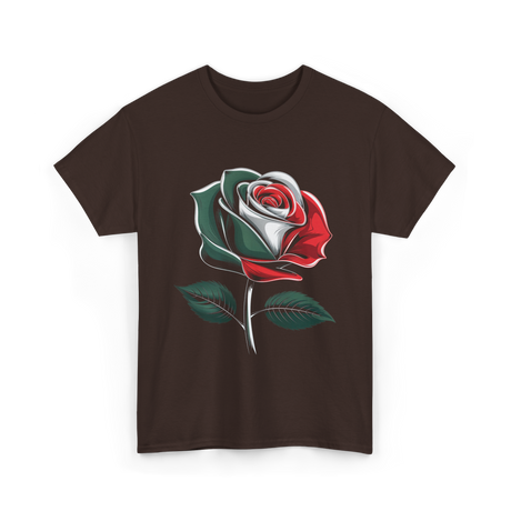 Mexican Rose Design Mexico Flower T-Shirt - Dark Chocolate