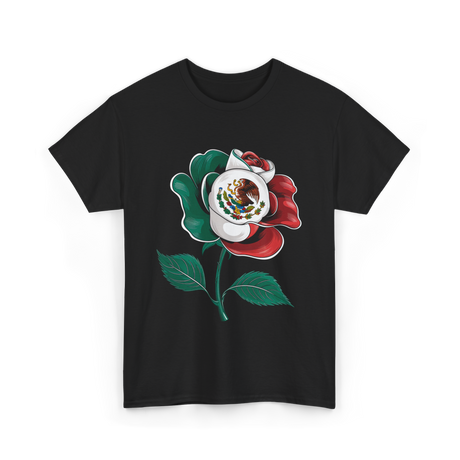 Mexican Rose Heritage Flag Pride T-Shirt - Black