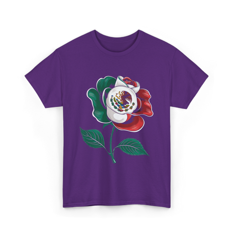 Mexican Rose Heritage Flag Pride T-Shirt - Purple