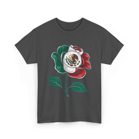 Mexican Rose Heritage Flag Pride T-Shirt - Dark Heather