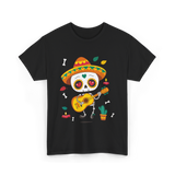 Mexican Skeleton Musician Dia De Los Muertos T-Shirt - Black