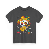 Mexican Skeleton Musician Dia De Los Muertos T-Shirt - Dark Heather