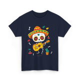 Mexican Skeleton Musician Dia De Los Muertos T-Shirt - Navy