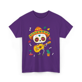 Mexican Skeleton Musician Dia De Los Muertos T-Shirt - Purple