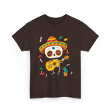 Mexican Skeleton Musician Dia De Los Muertos T-Shirt - Dark Chocolate