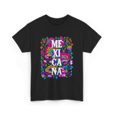 Mexicana Latina Flowers Mexico T-Shirt - Black