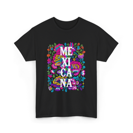 Mexicana Latina Flowers Mexico T-Shirt - Black