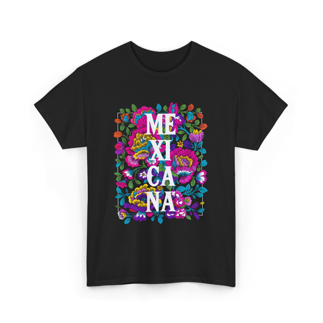 Mexicana Latina Flowers Mexico T-Shirt - Black