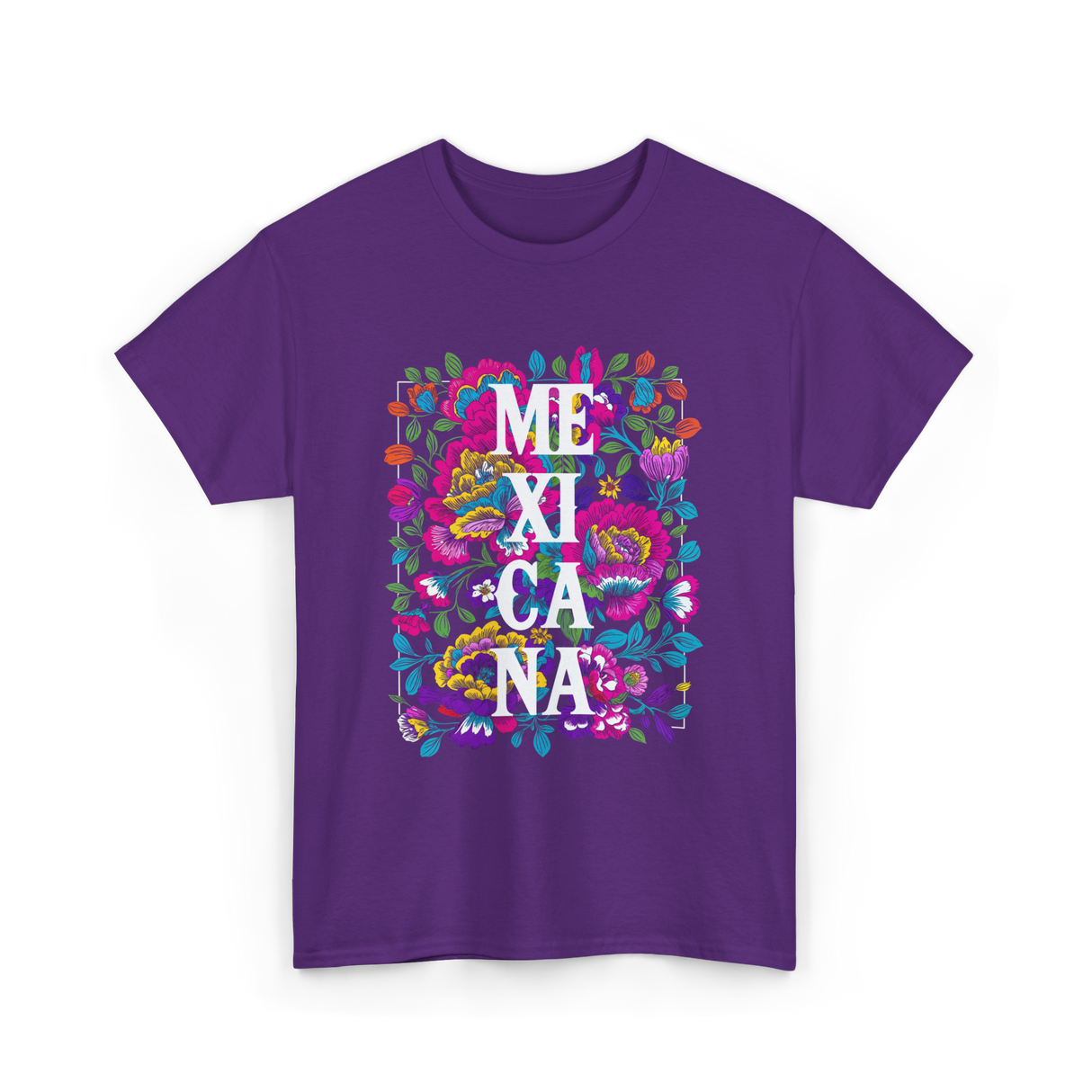 Mexicana Latina Flowers Mexico T-Shirt - Purple