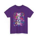 Mexicana Latina Flowers Mexico T-Shirt - Purple