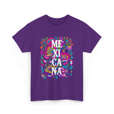 Mexicana Latina Flowers Mexico T-Shirt - Purple