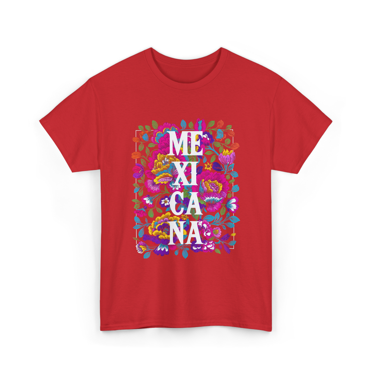 Mexicana Latina Flowers Mexico T-Shirt - Red